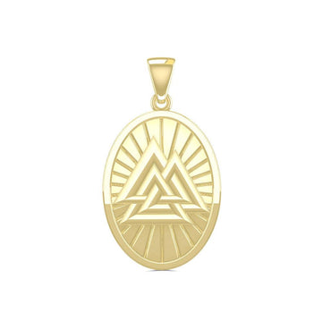 Viking Valknut Oval Solid Gold Pendant Jewelry GPD5615 - Jewelry